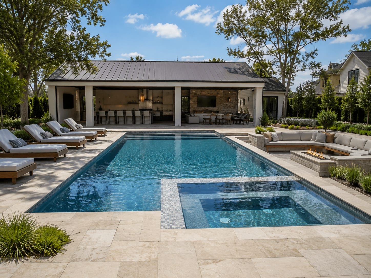 A Quality Pools build at golden hour