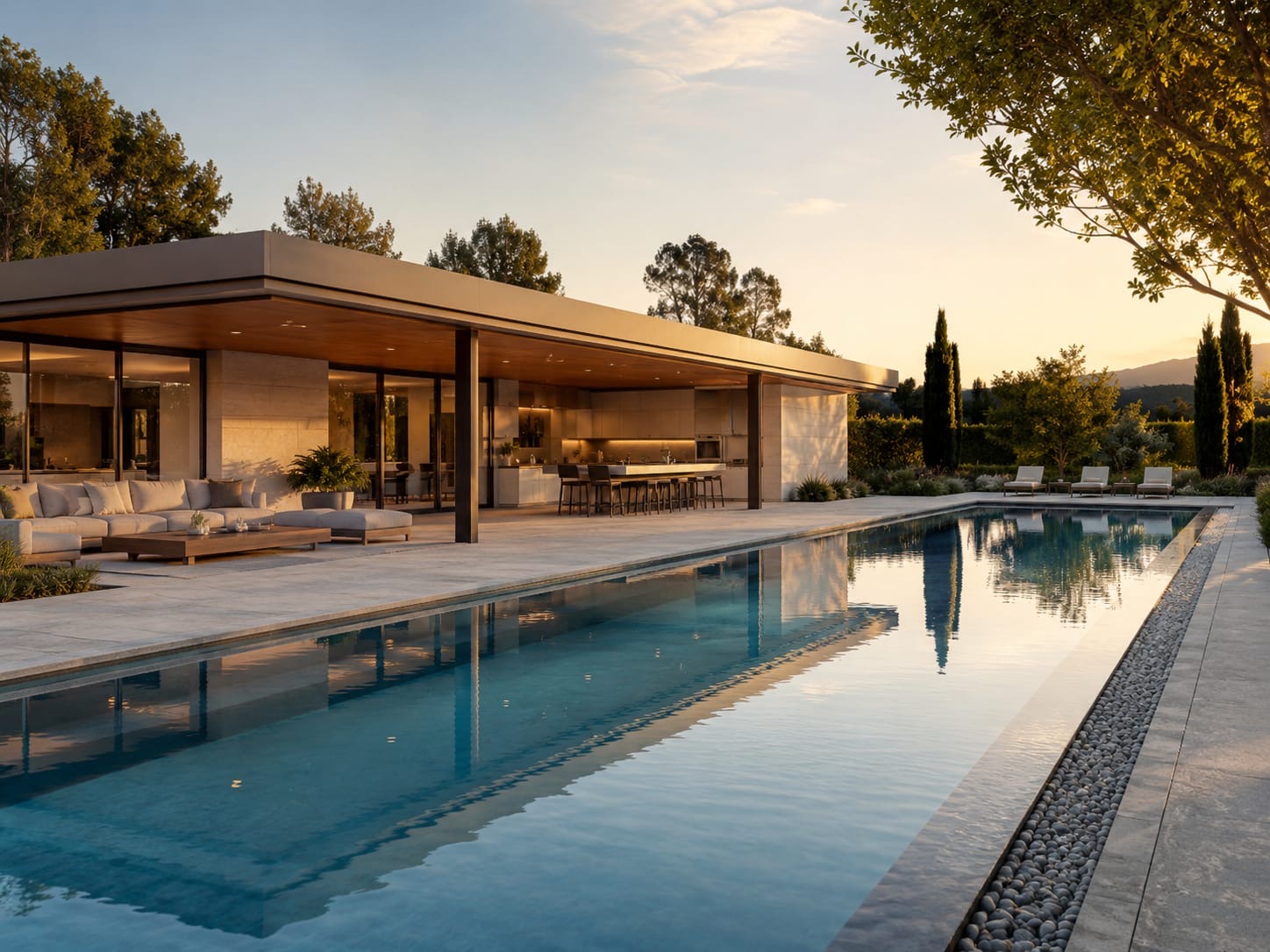 Family pool with lounge area